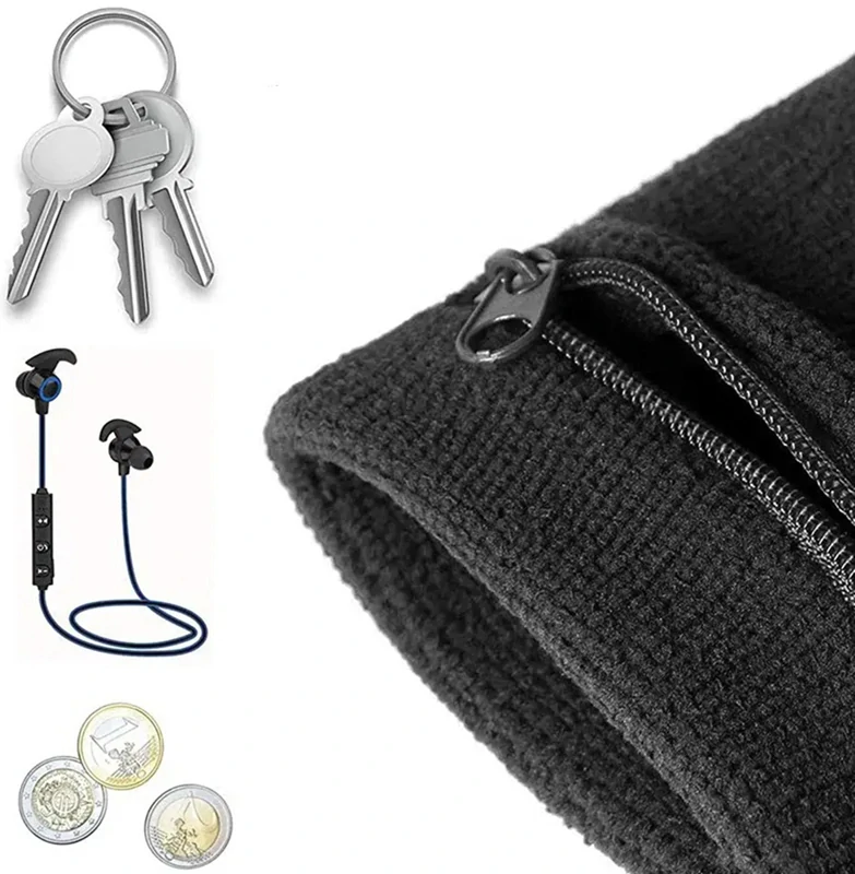 Športový náramok na zápästie s vreckom na zips