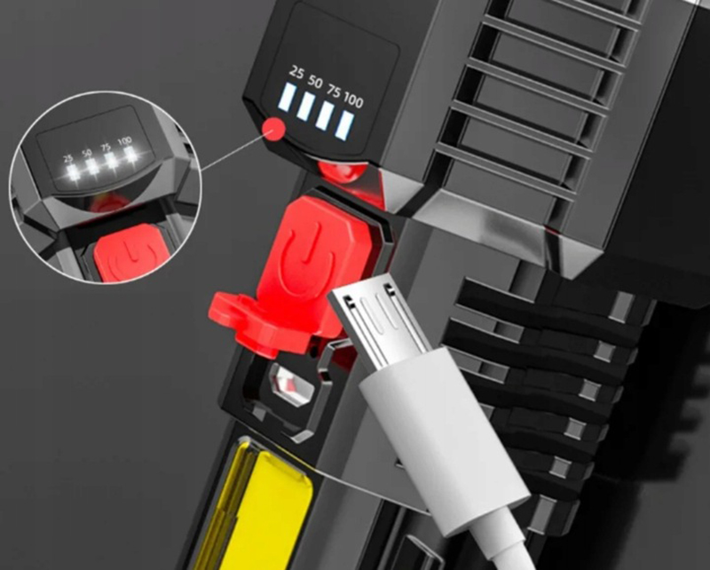 Taktická vojenská baterka 5LED COB USB