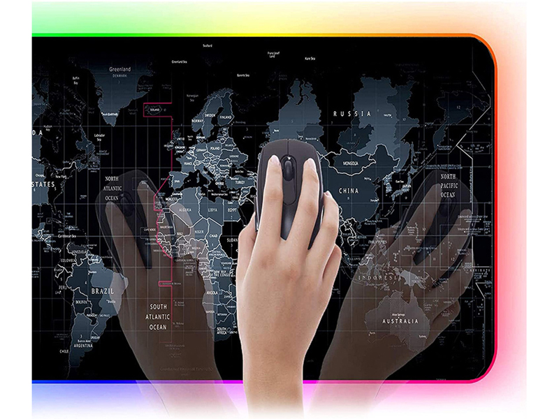 Hráčska podložka pod myš Mapa 90x40cm s RGB podsvietením