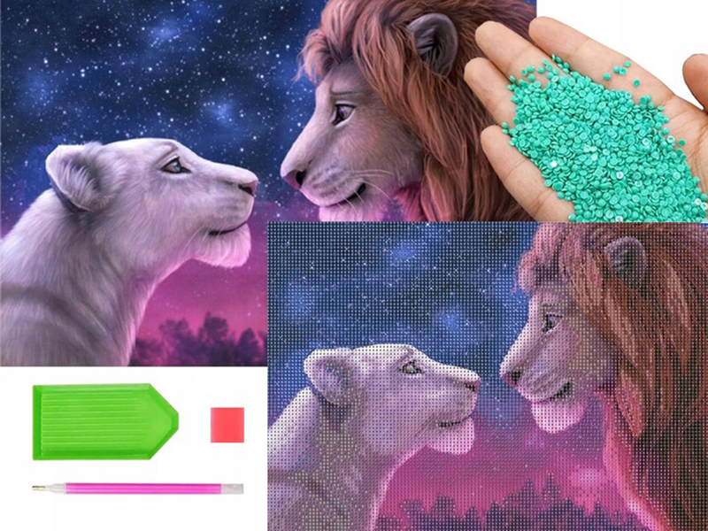 Diamantová výšivka 5D - Leví kráľ