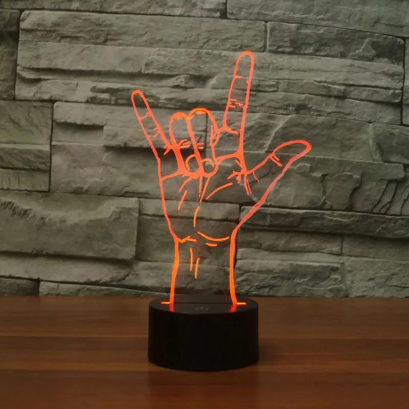 Nočná lampa 3D Ruka s diaľkovým ovládaním