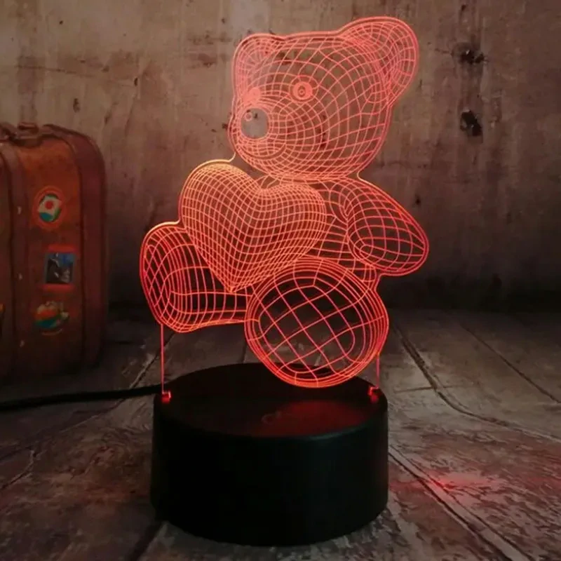 Nočná lampa 3D Medvedík s diaľkovým ovládaním