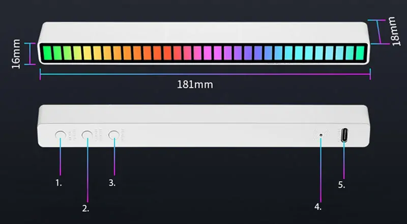 LED panel reagujúci na zvuk na batérie biely