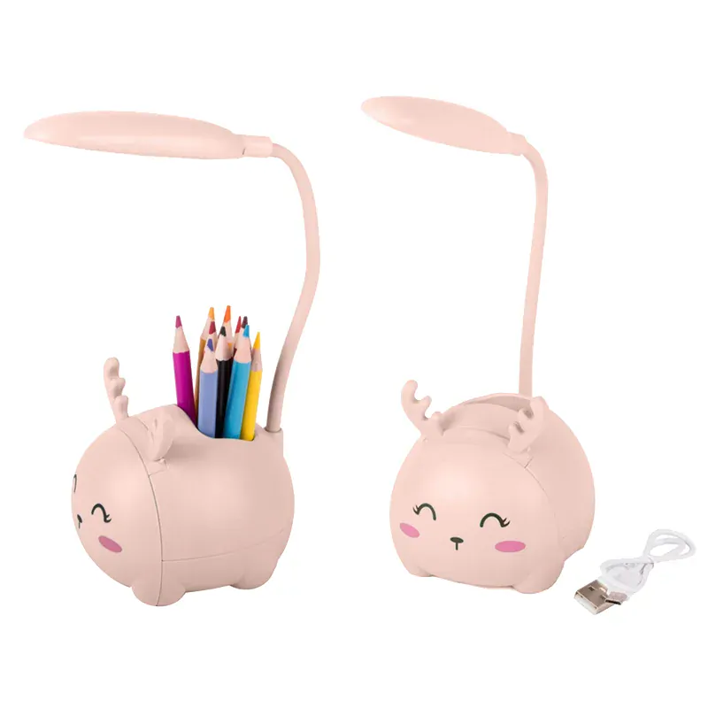Detská LED lampa 3W so stojanom na mobil a ceruzky ružová