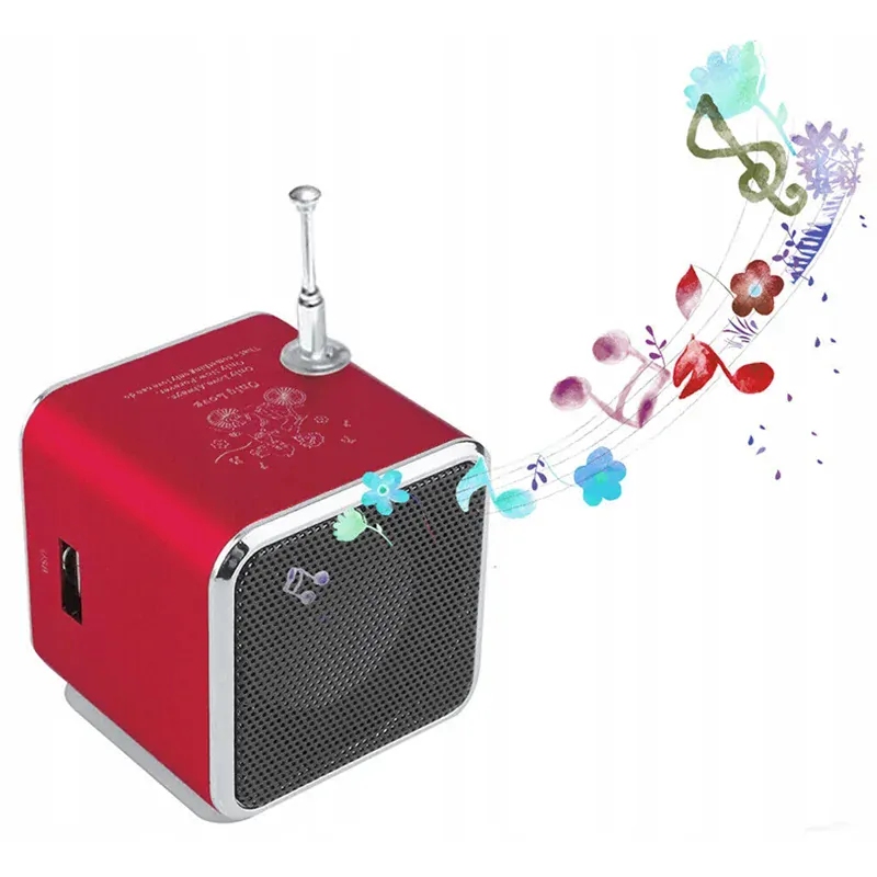 Bezdrôtové prenosné mini FM LED rádio TD-V26 červené