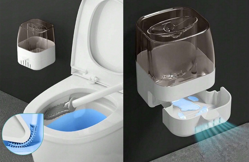 Silikónová WC kefa s dávkovačom čistiaceho prostriedku