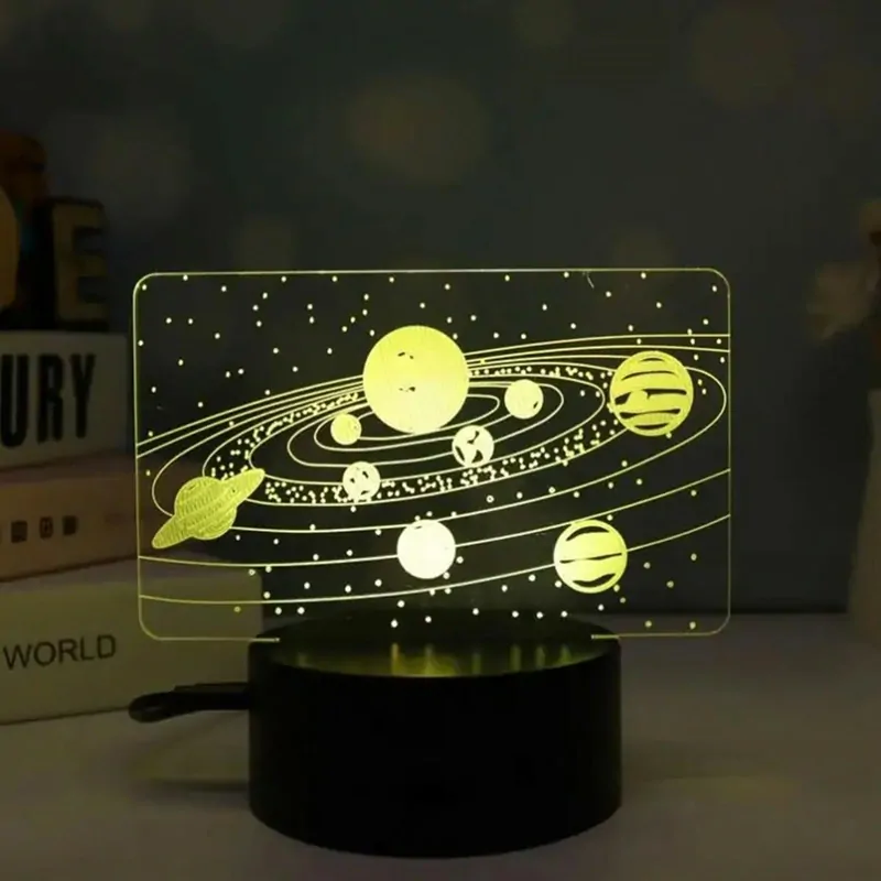 Nočná lampa 3D Slnečná sústava s diaľkovým ovládaním