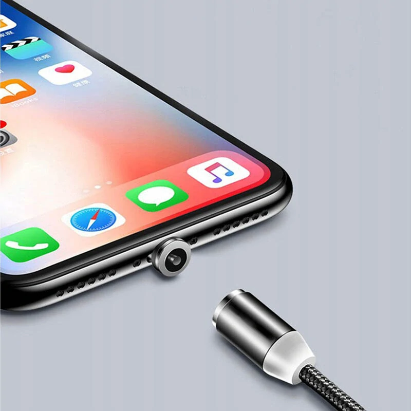 Magnetický kábel USB 3v1 iPhone, Micro USB, USB C 1m čierny