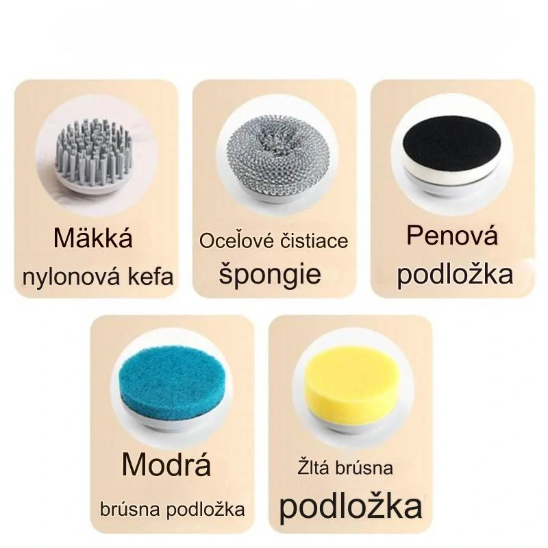 Elektrická rotačná kefa na čistenie rôznych povrchov