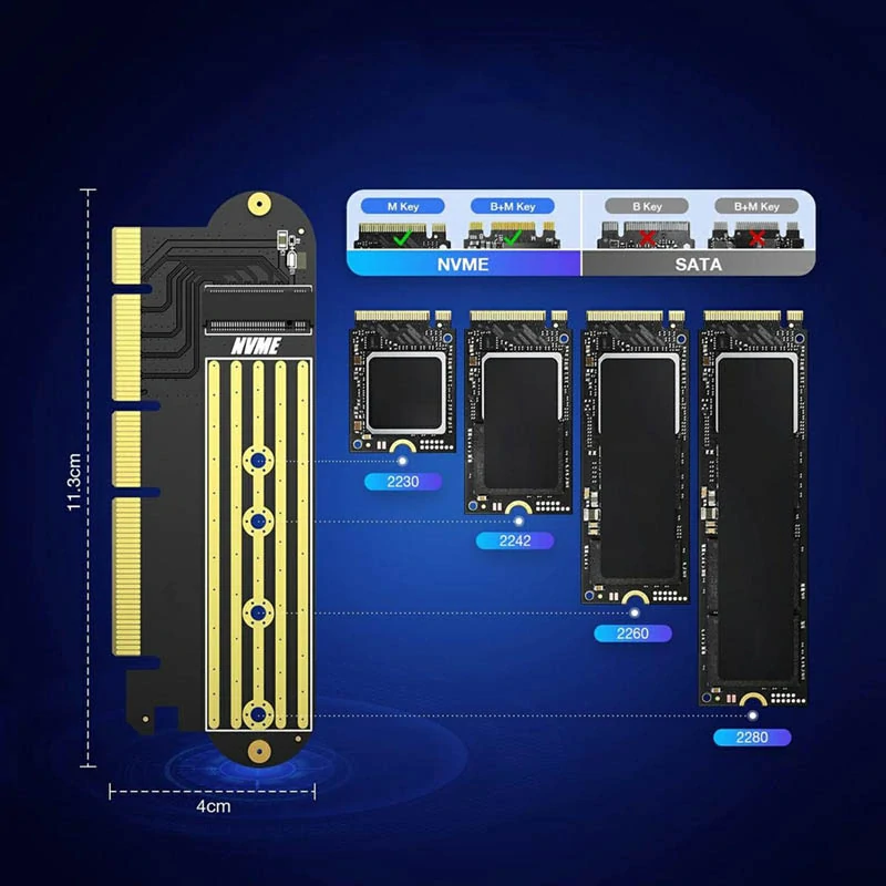 Adaptér PCI-E x16 na M.2 NVMe