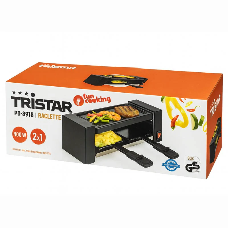 Raclette elektrický gril Tristar PD-8918, 400 W, čierny