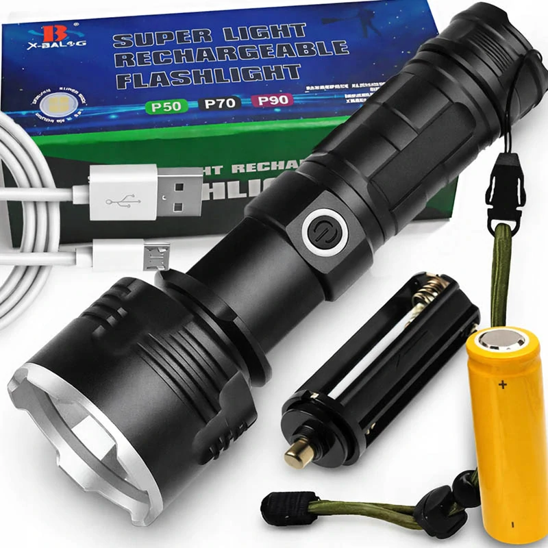 Výkonná LED baterka P90 s nabíjaním cez USB a funkciou zoom