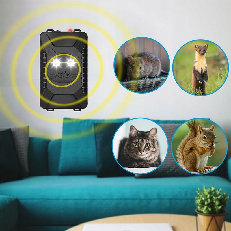 Ultrazvukový odpudzovač hlodavcov do auta s LED svetlom