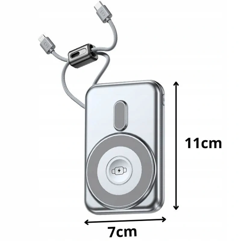Powerbanka 10000 mAh s bezdrôtovým nabíjaním sivá