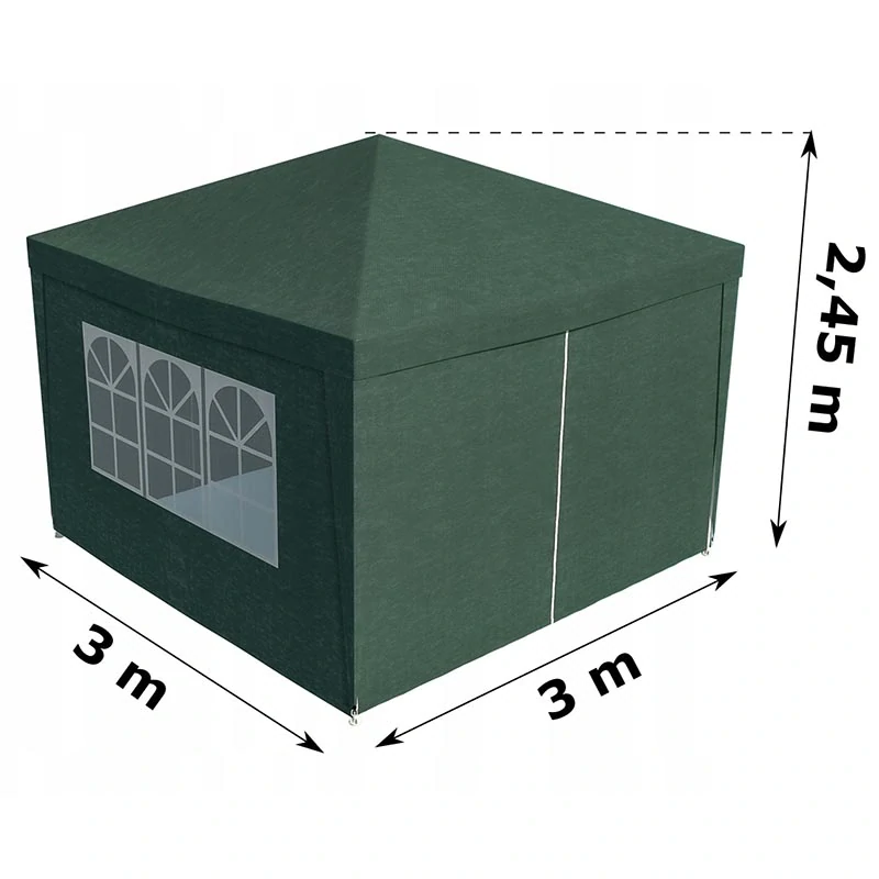 Záhradný pavilón 3 × 3 m so 4 stenami