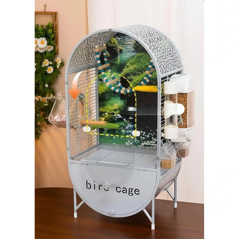 NUXIE® Parrot vtáčia klietka 72 cm – kovová voliéra s príslušenstvom