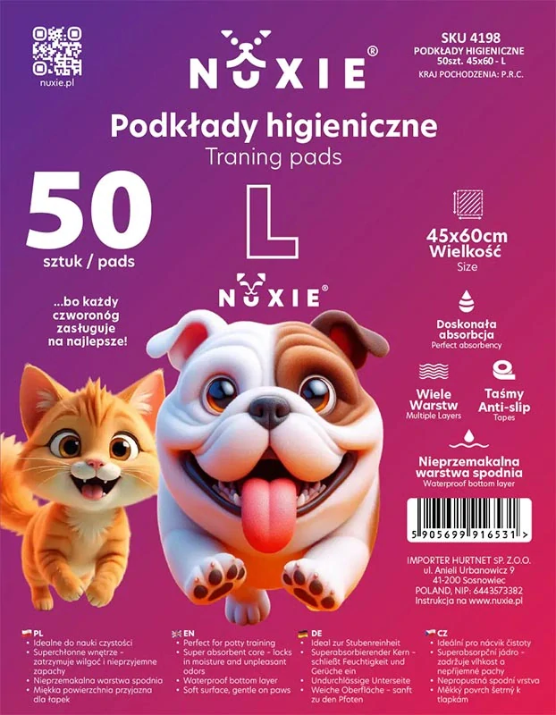 NUXIE® Hygienické podložky pre psa 45 × 60 cm 50 ks ružové