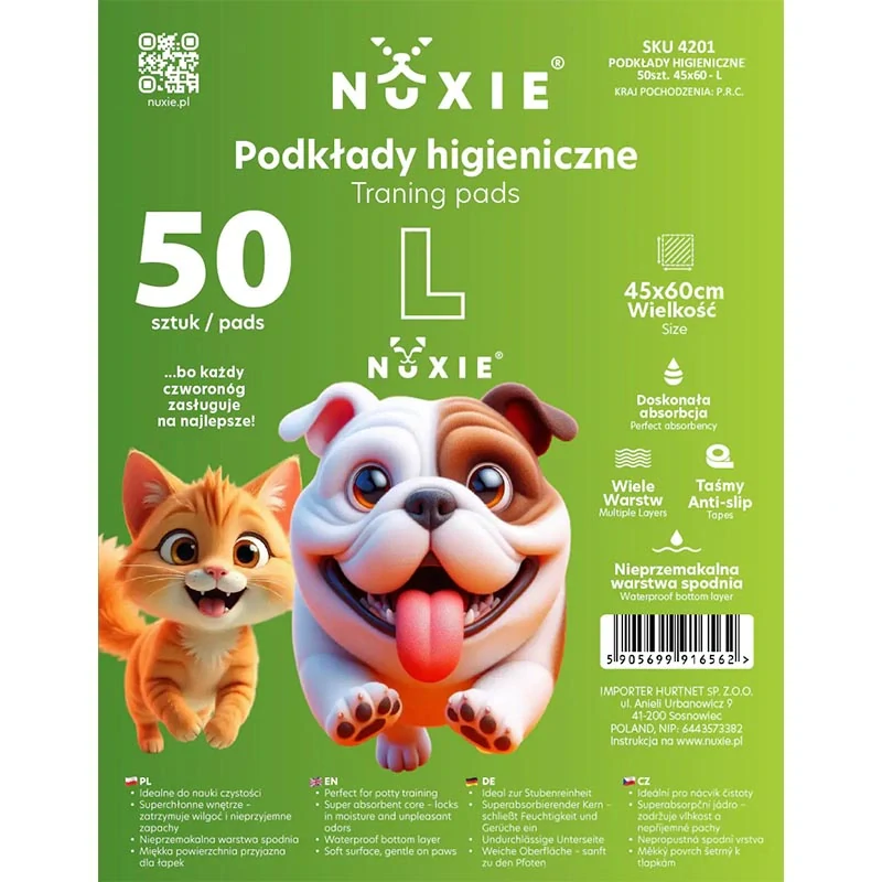 NUXIE® Hygienické podložky pre psa 45 × 60 cm 50 ks zelené