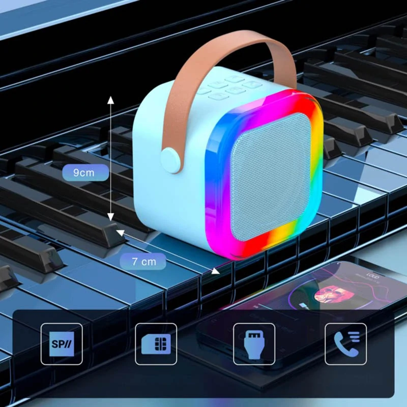 Prenosný karaoke set s Bluetooth reproduktorom a 2 mikrofónmi modrý