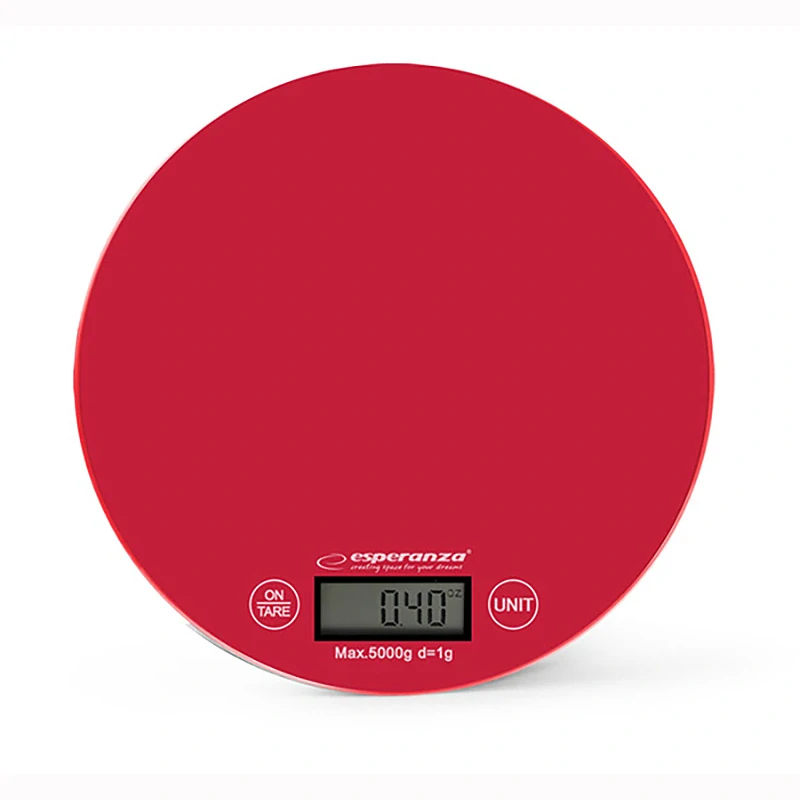 Okrúhla digitálna kuchynská váha Esperanza MANGO Red do 5 kg