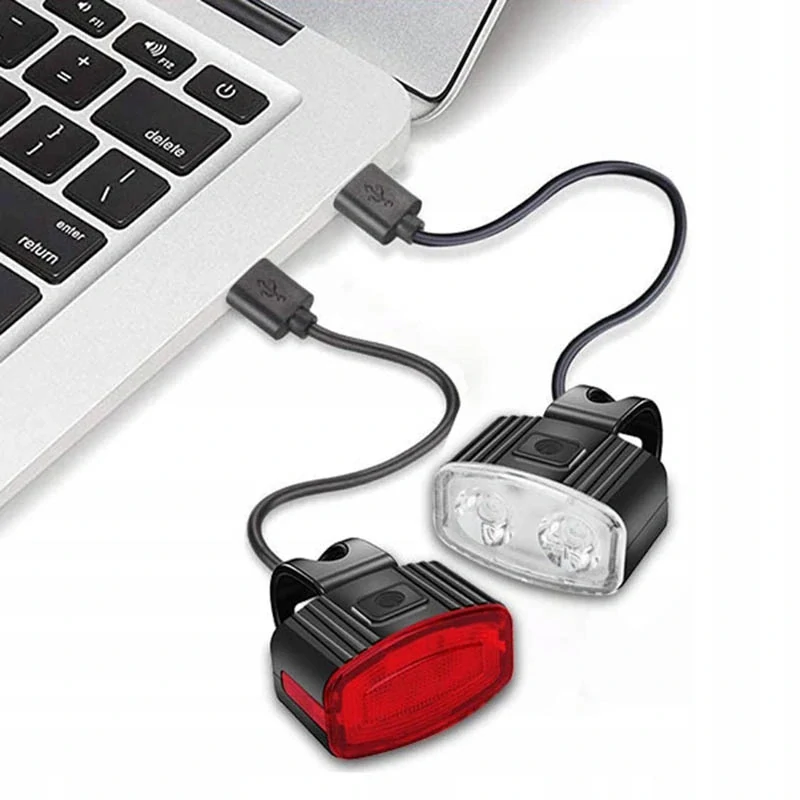 Súprava predného a zadného LED svetla na bicykel s USB-C nabíjaním