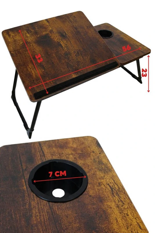 Skladací stolík pod notebook s nastaviteľným sklonom hnedý