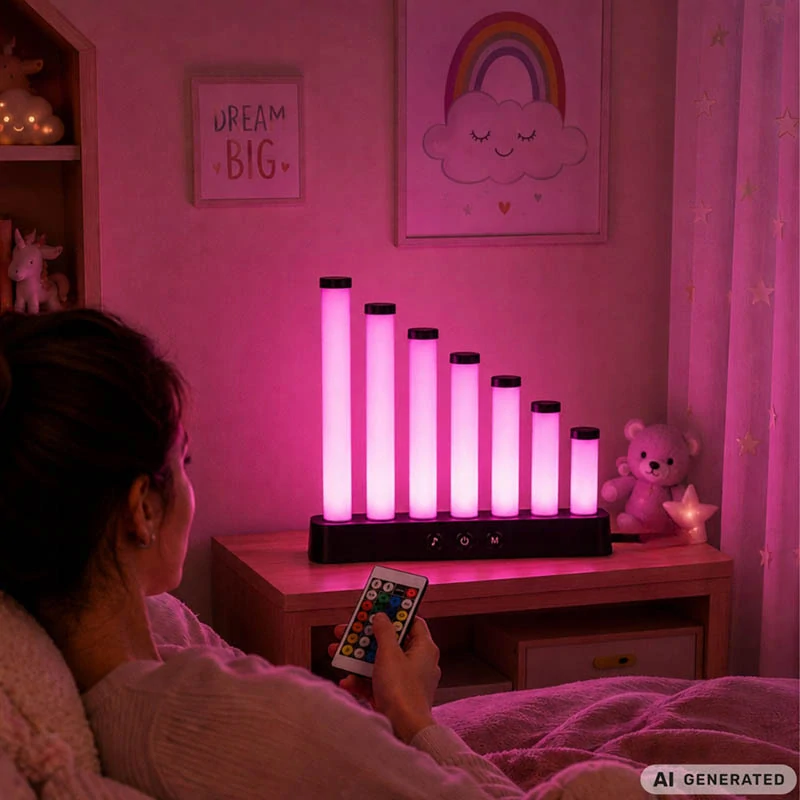 Dekoratívna RGB LED lampa Equalizer s Music Sync, aplikáciou a ovládačom