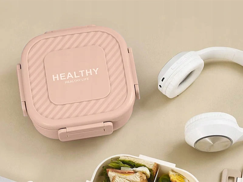 Lunch box s 3 priehradkami a príborom na desiatu aj obed ružový