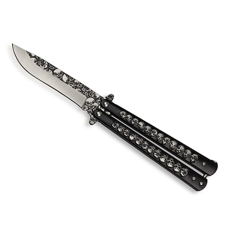 Nôž motýlik Kandar Black Skull