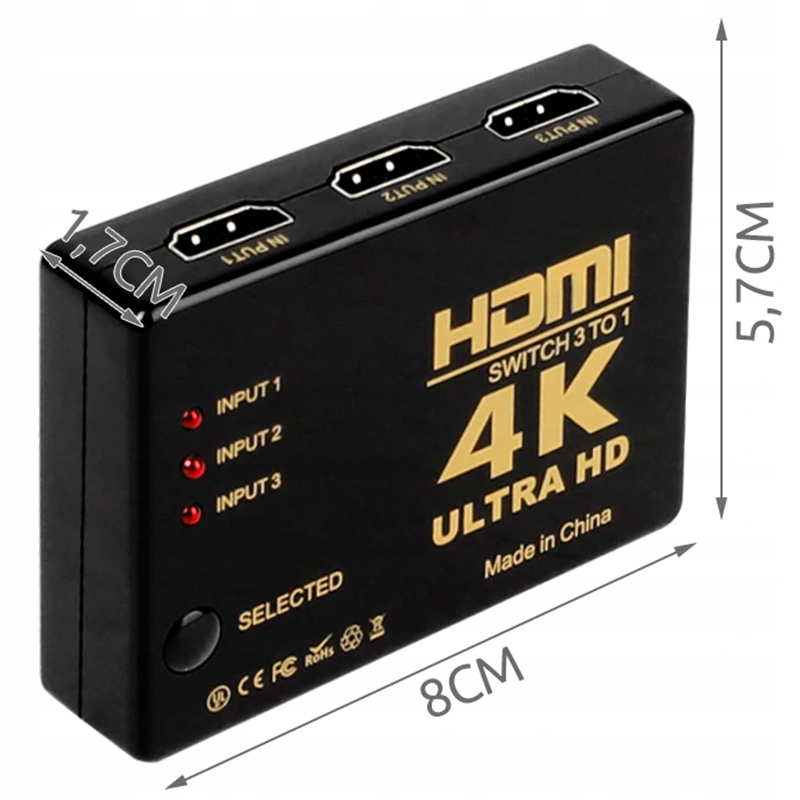 HDMI switch s 3 slotmi s diaľkovým ovládaním
