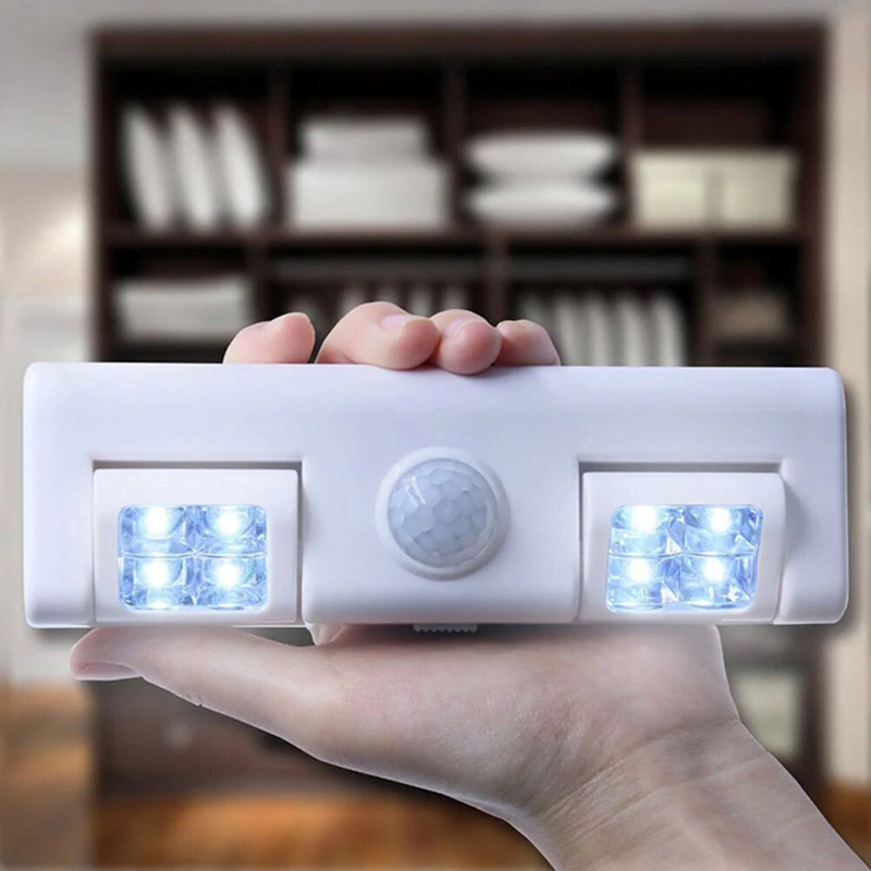 Bezdrôtová lampa s pohybovým senzorom na batérie 8 LED biela