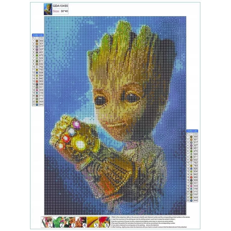 Diamantová výšivka Marvel - Groot 3D