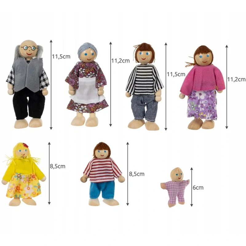 Miniatúrne drevené bábiky 7 ks