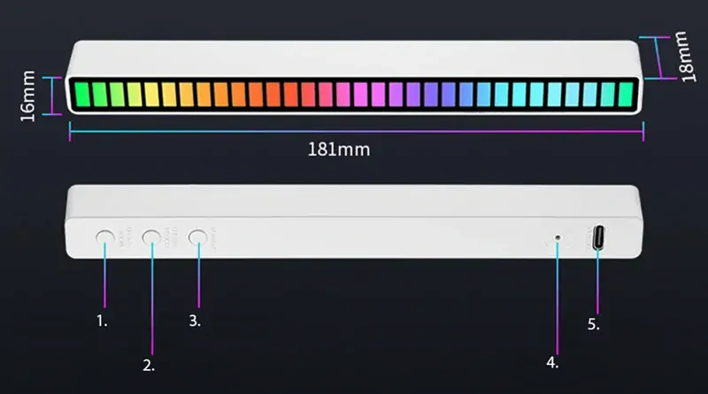 LED panel reagujúci na zvuk na batérie čierny