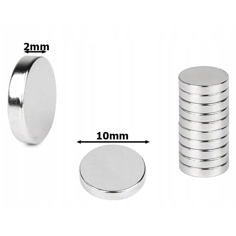 Magnety neodymové 10x2mm 10ks extra silné