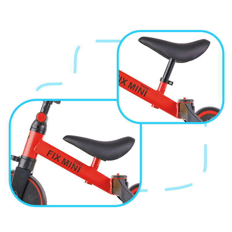 Detská trojkolka s pedálmi Trike Fix Mini 3v1 červená