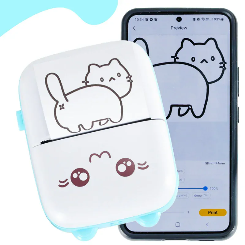 Mini termo tlačiareň USB modrá