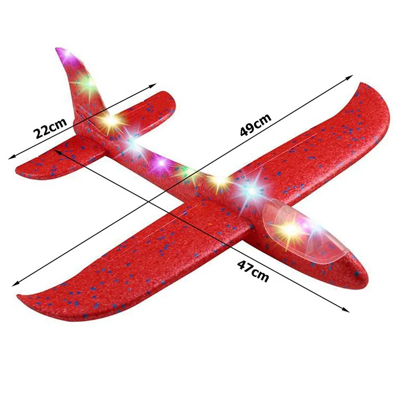 Lietadlo penové LED 47cm červené
