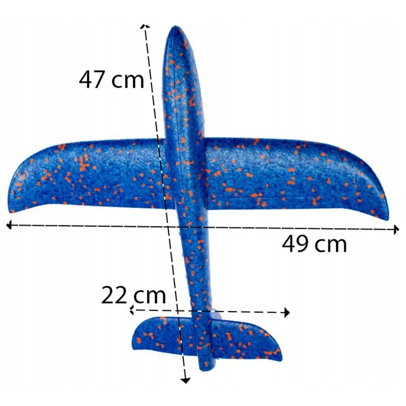 Lietadlo penové modré 47cm