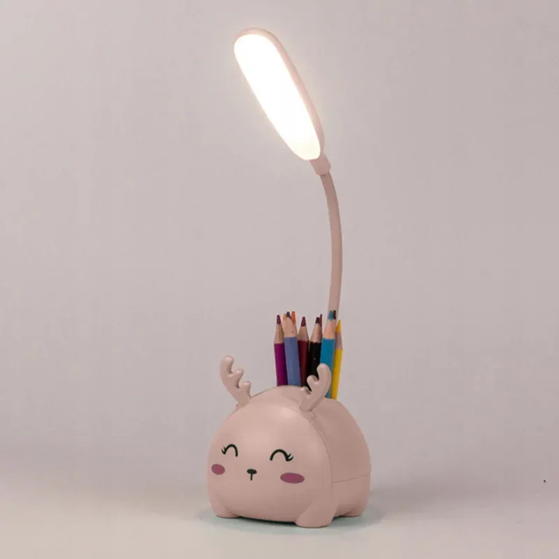 Detská LED lampa 3W so stojanom na mobil a ceruzky ružová