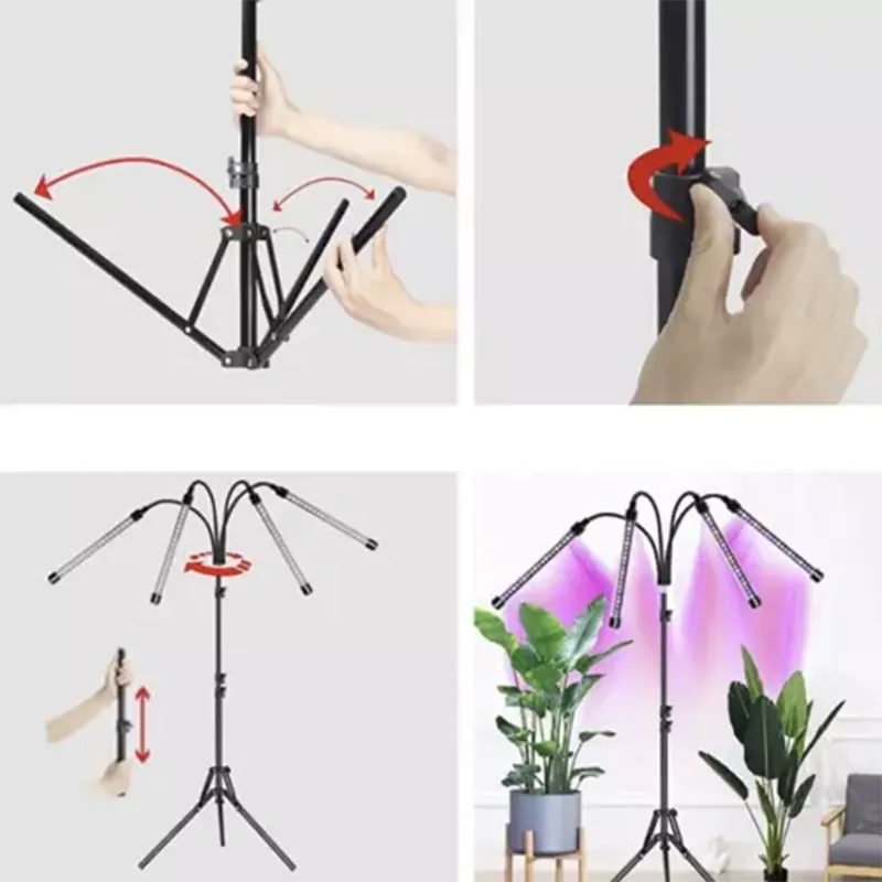 Lampa na podporu rastu rastlín 4-ramenná