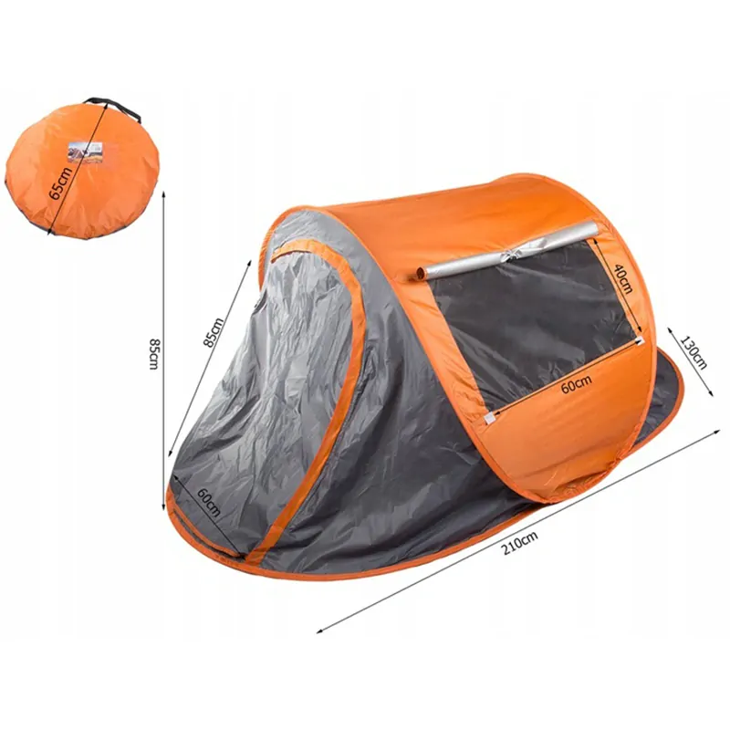 Plážový samorozkladací stan so sieťkou proti hmyzu – oranžový 210 × 130 cm