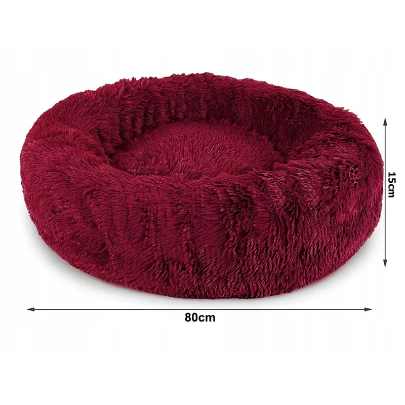 Plyšový pelech pre zviera okrúhly 80cm bordový