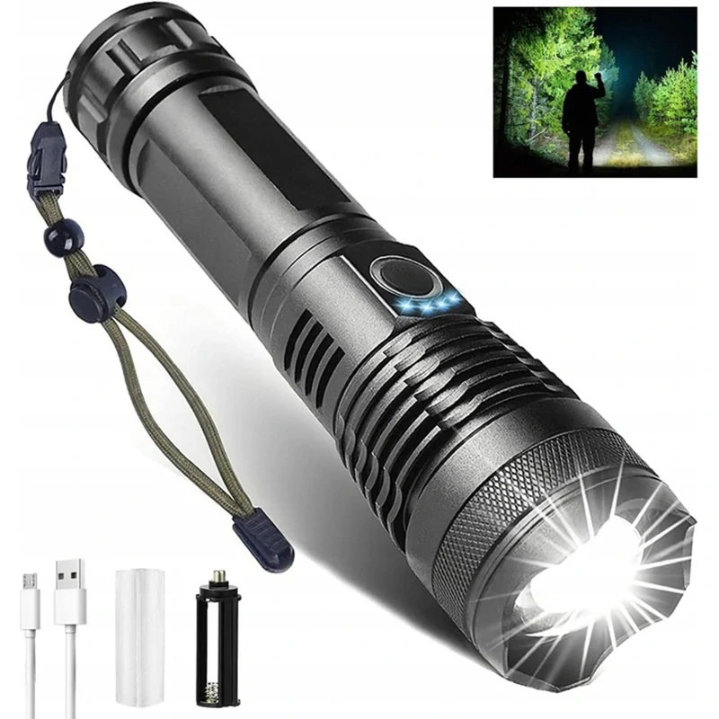LED baterka XHP90 nabíjateľná s zoomom