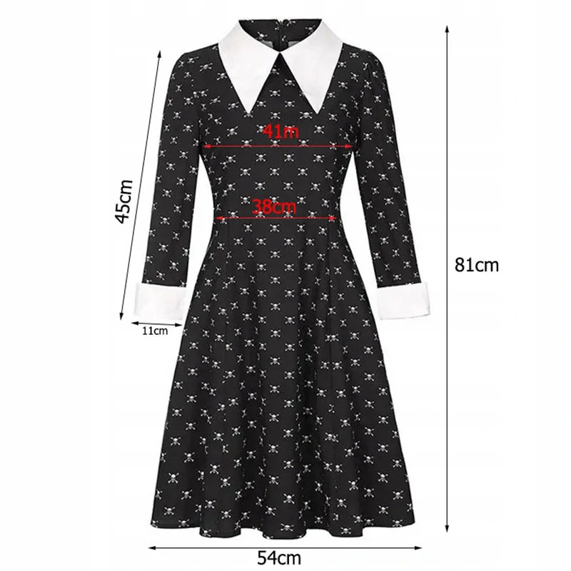 Detský kostým Wednesday – čierne šaty s golierom XL (135–145 cm)