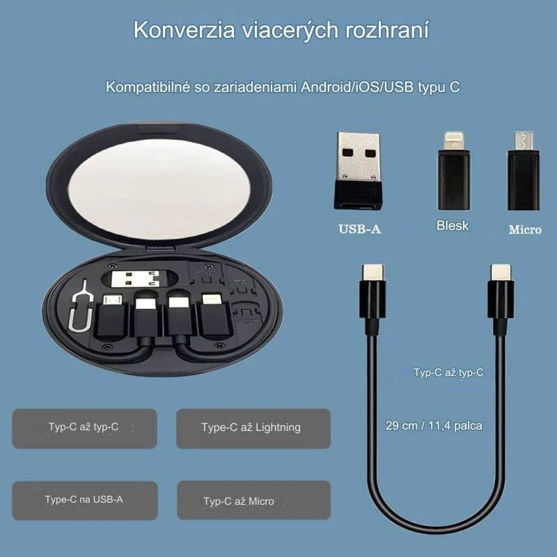 Rýchlonabíjací dátový kábel so skladovacím boxom 5v1