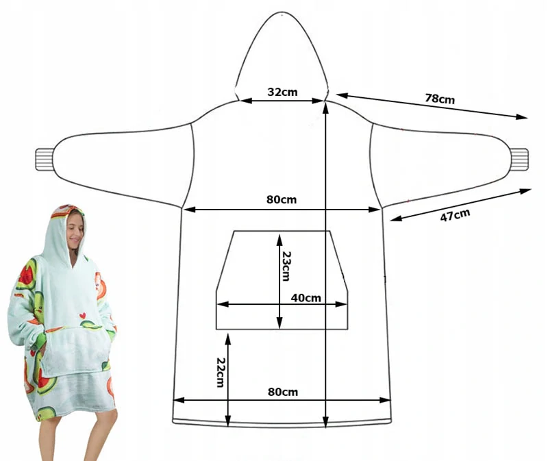 Teplá oversize mikina a deka 2v1 Avokádo