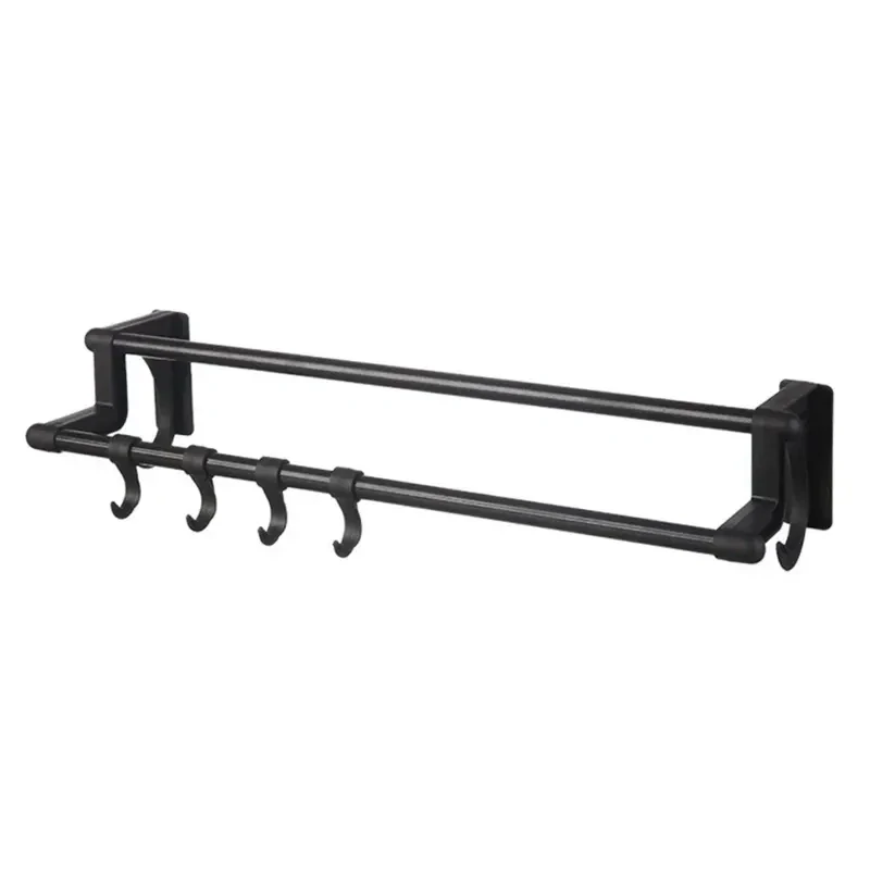 Nástenný vešiak 40cm čierny s háčikmi