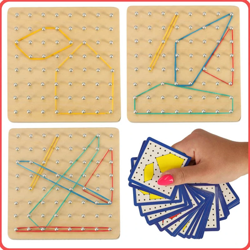 Drevený geoboard – tvorenie tvarov z gumičiek
