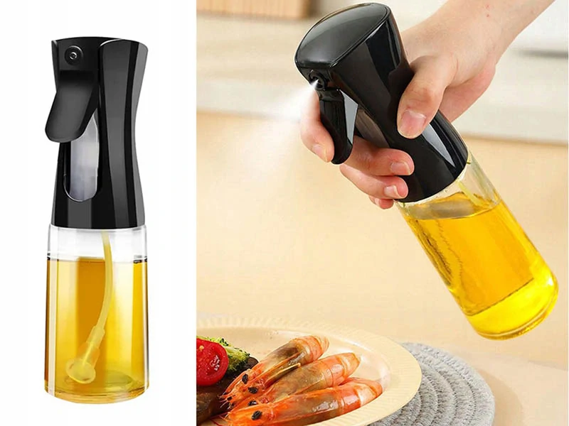 Sklenený rozprašovač na olej, ocot a omáčky 200ml čierny